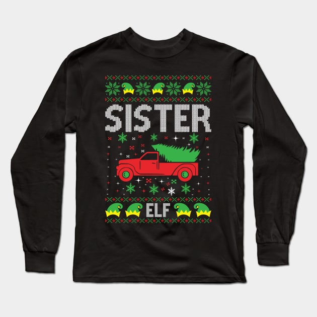 The Sister Elf ugly christmas sweater Long Sleeve T-Shirt by MZeeDesigns